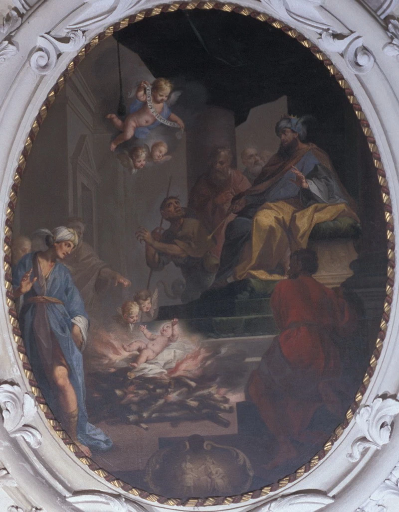 Sant'Onofrio bambino consegnato alle fiamme dal re di Persia